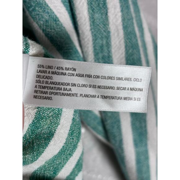 Universal Thread XXL Linen Blend Striped Button Down Shirt Green White Relaxed - Picture 10 of 10